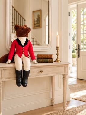 Vintage AA Importing Fox Plush Doll 21” Equestrian Hunt Rider Red Coat